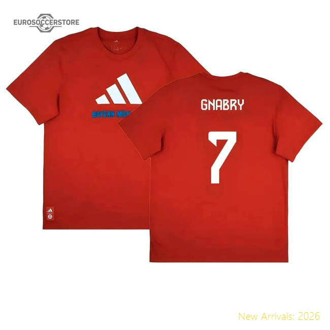 2025-2026 Bayern Munich Seasonal Graphic Tee (Red) (Gnabry 7)-Football Jersey Hub