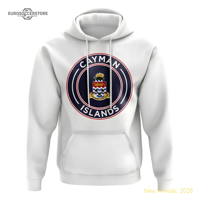 Cayman Islands Football Badge Hoodie (White)-Football Jersey Hub