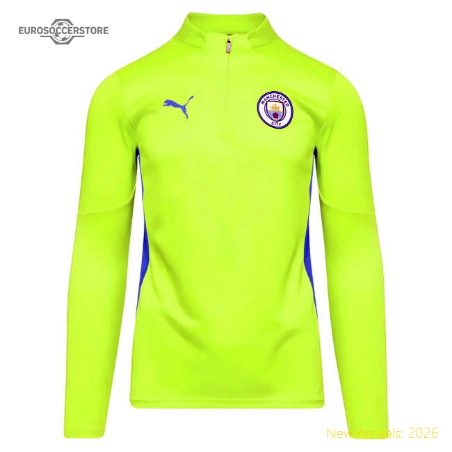 2024-2025 Man City Training 1/4 Zip Top (Yellow Glow)-Football Jersey Hub