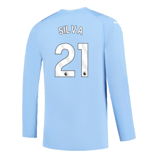 Manchester City 2023-2024 Puma Home Long Sleeved Shirt (S) (Good) (SILVA 21)-Football Jersey Hub