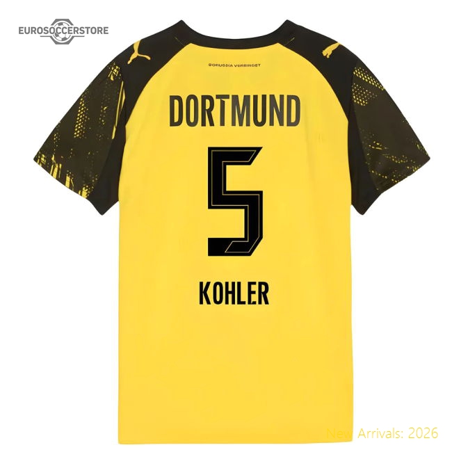 2025-2026 Borussia Dortmund Home Shirt (Kids) (Kohler 5)-Football Jersey Hub