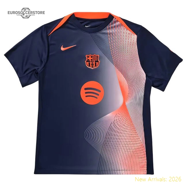 2025-2026 Barcelona T90 Third Dri-Fit Pre-Match Shirt (Navy)-Football Jersey Hub