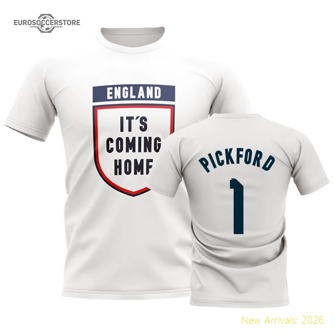 England Its Coming Home T-Shirt (Pickford 1) - White-Football Jersey Hub