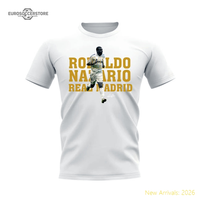 Ronaldo Nazario Real Madrid Player Tee (White)-Football Jersey Hub