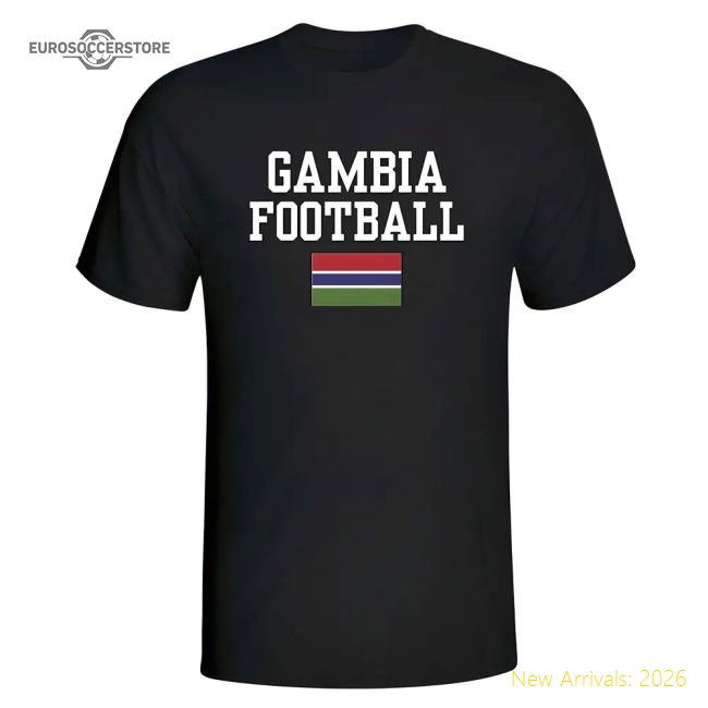 Gambia Football T-Shirt - Black-Football Jersey Hub