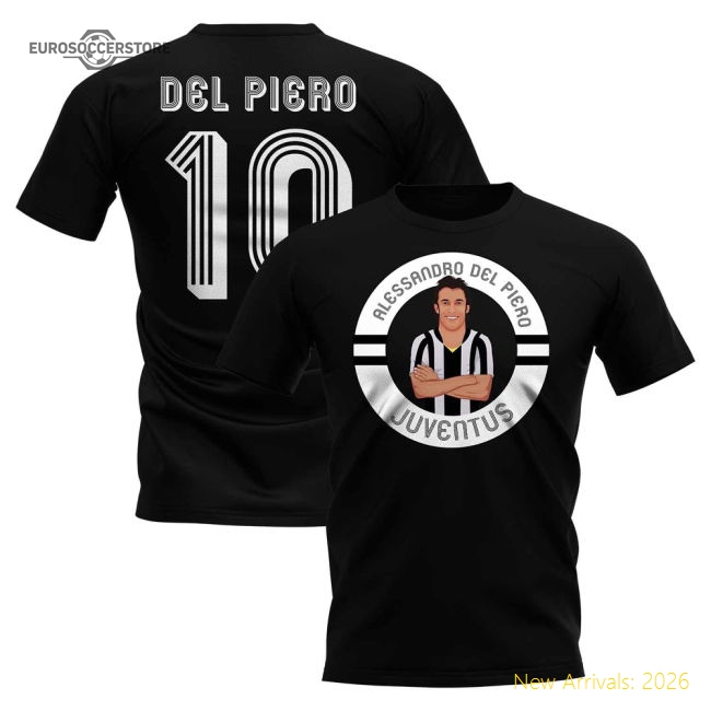 Alessandro Del Piero Illustration T-Shirt (Black)-Football Jersey Hub