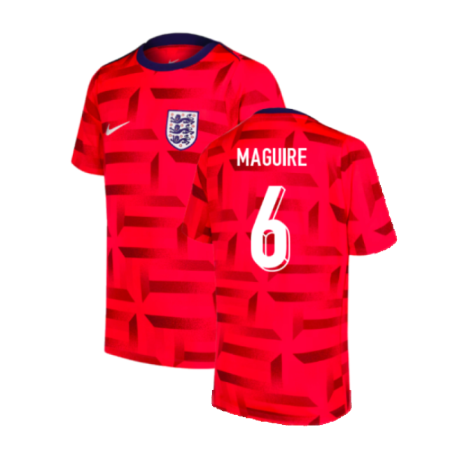 2024-2025 England Dri-FIT Pre-Match Shirt (Red) (Maguire 6)-Football Jersey Hub