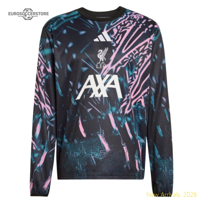 2025-2026 Liverpool Pre Match Warm Top (Black)-Football Jersey Hub