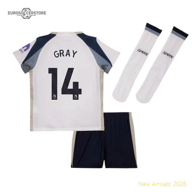 2025-2026 Tottenham Home Little Kids Mini Kit (Gray 14)-Football Jersey Hub