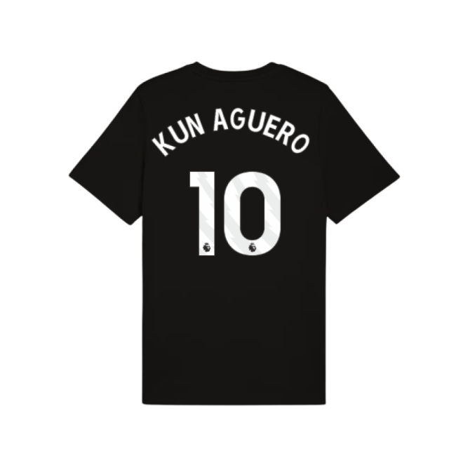 2025-2026 Man City FtblESS Tee (Black) (Kun Aguero 10)-Football Jersey Hub