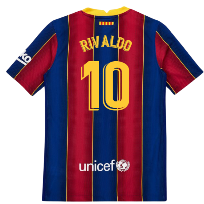 2020-2021 Barcelona Vapor Match Home Shirt (Kids) (RIVALDO 10)-Football Jersey Hub