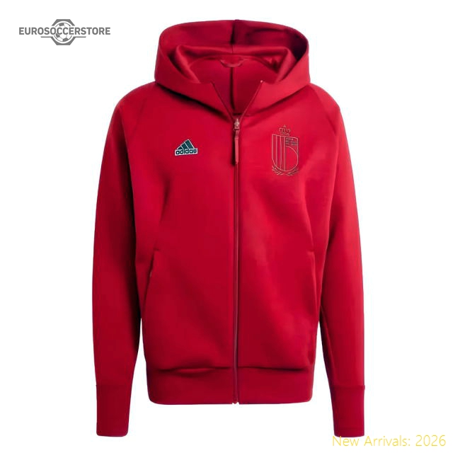 2024-2025 Belgium Travel Full Zip Hoody (Burgundy)-Football Jersey Hub