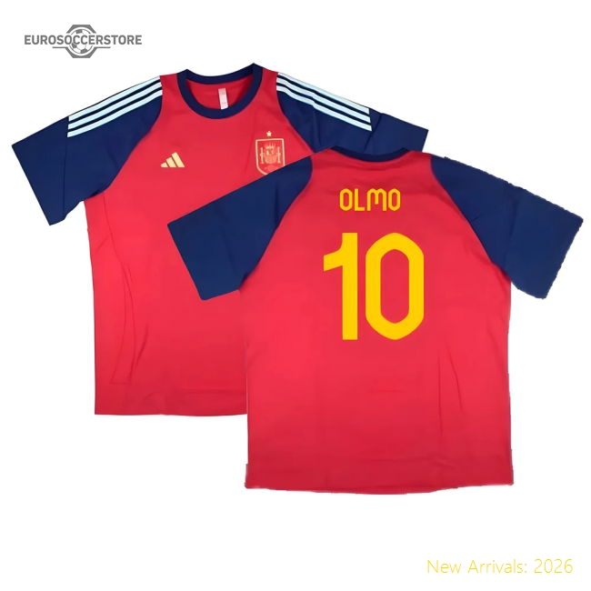 2024-2025 Spain Training Tee (Red) (Olmo 10)-Football Jersey Hub