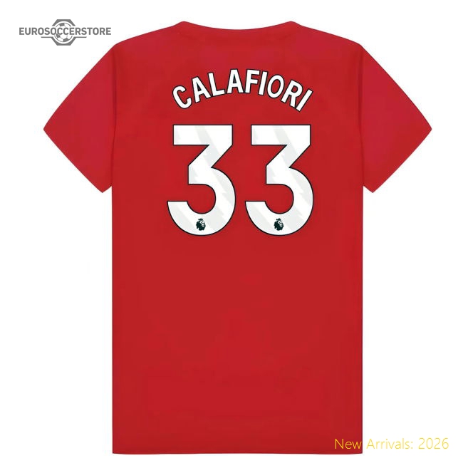 Arsenal Poly T-Shirt (Red) - Kids (Calafiori 33)-Football Jersey Hub