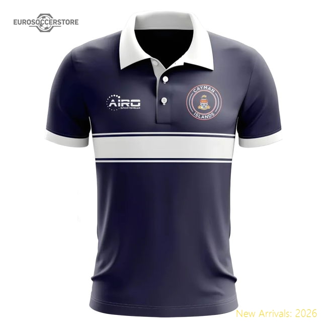 Cayman Islands Concept Stripe Polo Shirt (Navy)-Football Jersey Hub