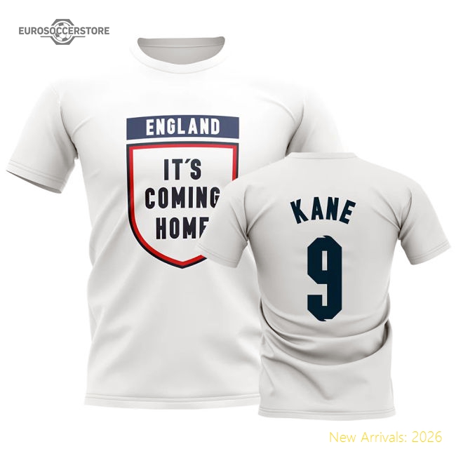 England Its Coming Home T-Shirt (Kane 9) - White-Football Jersey Hub