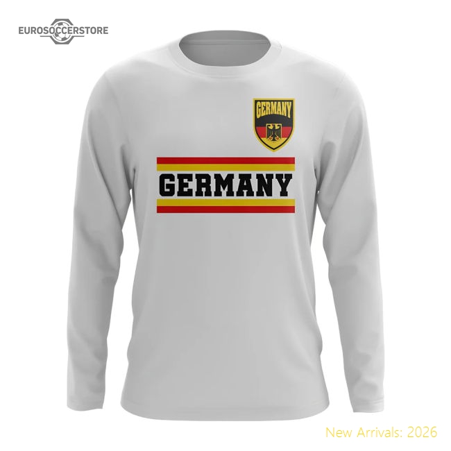 Germany Core Football Country Long Sleeve T-Shirt (White)-Football Jersey Hub