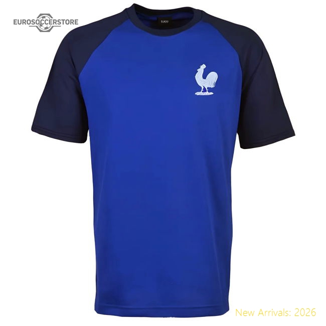 France Raglan Sleeve Royal/Navy Retro T-Shirt-Football Jersey Hub