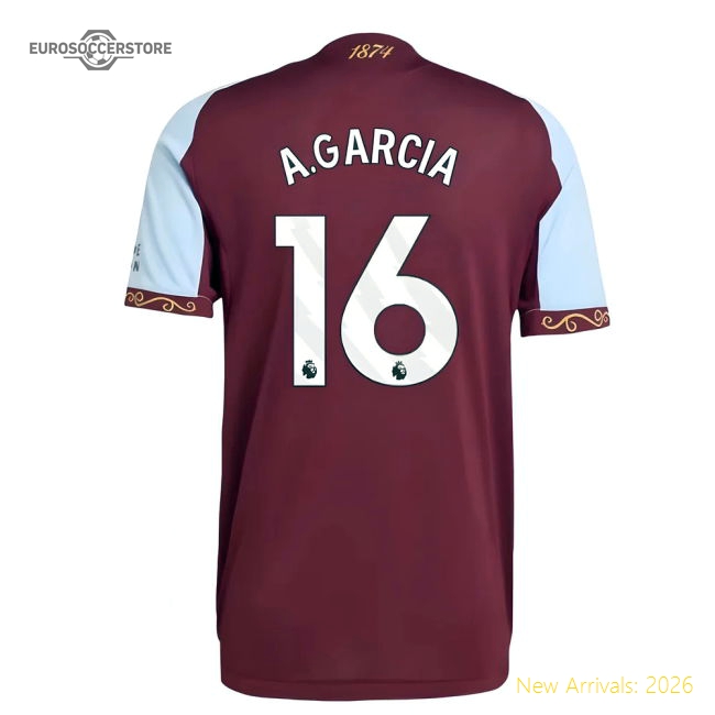 2025-2026 Aston Villa Authentic Home Shirt (A.Garcia 16)-Football Jersey Hub