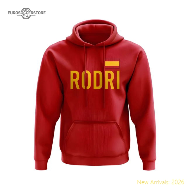 Rodri Spain Flag Hoody (Red)-Football Jersey Hub
