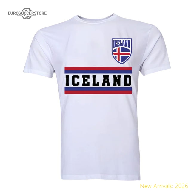 Iceland Core Football Country T-Shirt (White)-Football Jersey Hub