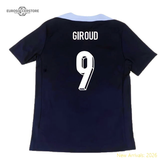 2024-2025 France Dri-Fit Strike Training Shirt (Navy) (Giroud 9)-Football Jersey Hub