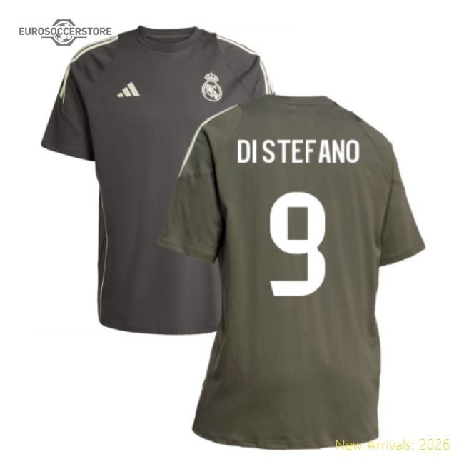 2025-2026 Real Madrid Training Tee (Utility Grey) (Di Stefano 9)-Football Jersey Hub