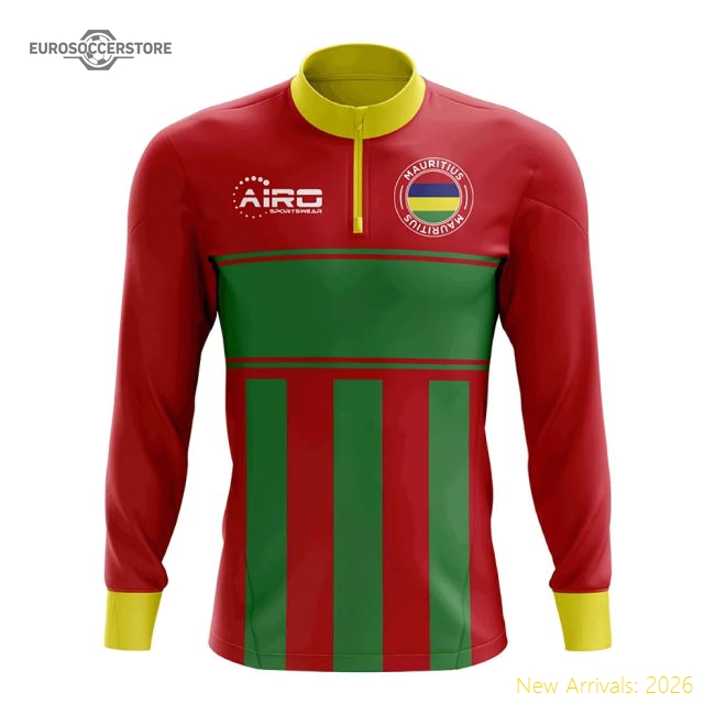 Mauritius Concept Football Half Zip Midlayer Top (Red-Green)-Football Jersey Hub