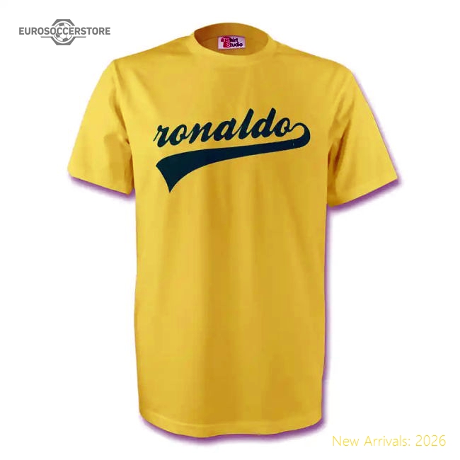 Ronaldo Brazil Signature Tee (yellow) - Kids-Football Jersey Hub