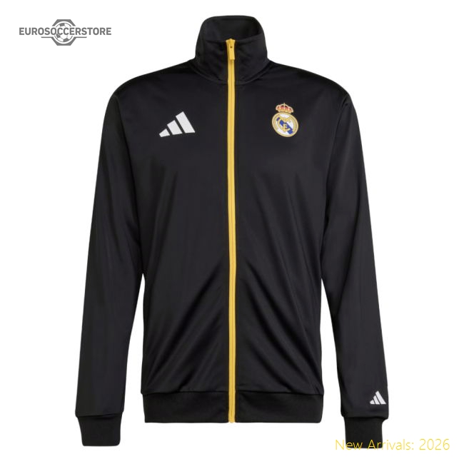2025-2026 Real Madrid Marvel Track Top (Black)-Football Jersey Hub