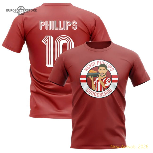 Kevin Phillips Sunderland Illustration T-Shirt (Red)-Football Jersey Hub