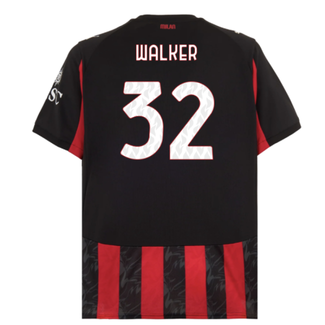 2025-2026 AC Milan Home Shirt (Walker 32)-Football Jersey Hub