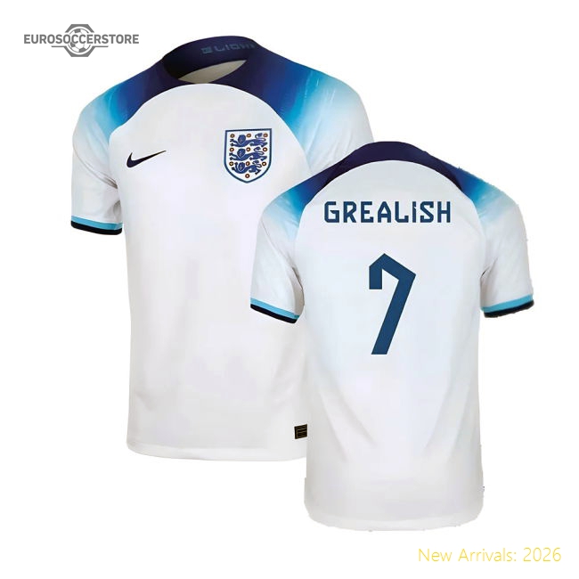 2022-2023 England Home Shirt (Grealish 7)-Football Jersey Hub