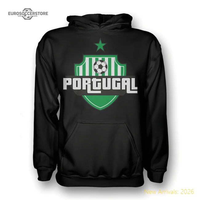 Portugal Country Logo Hoody (black)-Football Jersey Hub