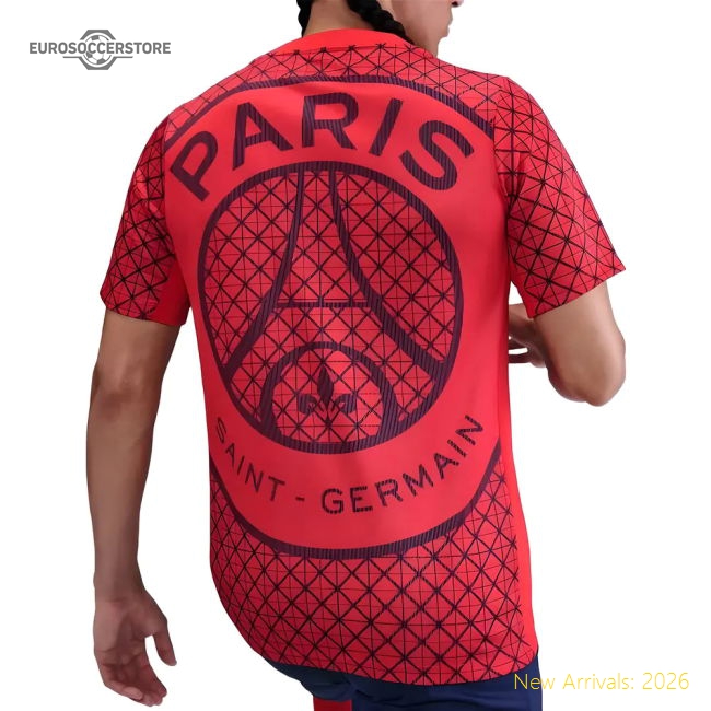 2025-2026 PSG Academy Pro Away Pre Match Shirt (Red)-Football Jersey Hub