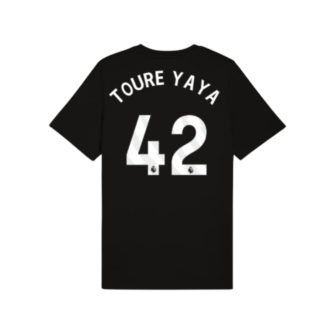2025-2026 Man City FtblESS Tee (Black) (Toure Yaya 42)-Football Jersey Hub