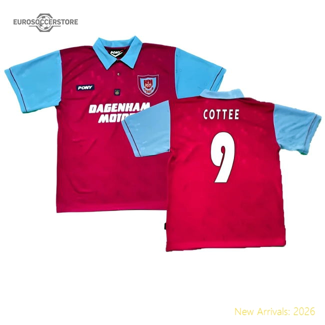 1995-1996 West Ham Centenary Pony Home Shirt (Cottee 9)-Football Jersey Hub