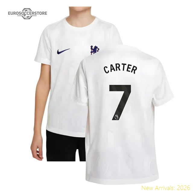 2025-2026 Chelsea Pre-Match Shirt (White) - Kids (Carter 7)-Football Jersey Hub