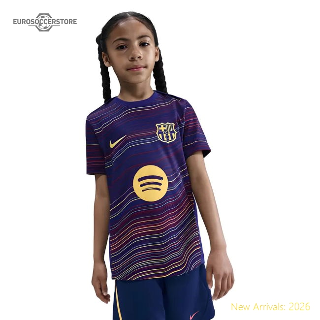 2025-2026 Barcelona Academy Pro Pre Match Shirt (Blue) - Kids (A.Iniesta 8)-Football Jersey Hub