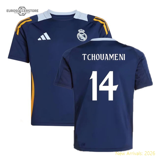 2024-2025 Real Madrid Training Jersey (Navy) - Kids (Tchouameni 14)-Football Jersey Hub