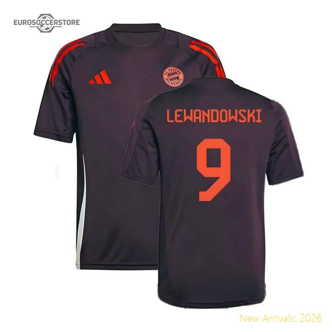 2024-2025 Bayern Munich Training Shirt (Shadow Maroon) - Kids (Lewandowski 9)-Football Jersey Hub