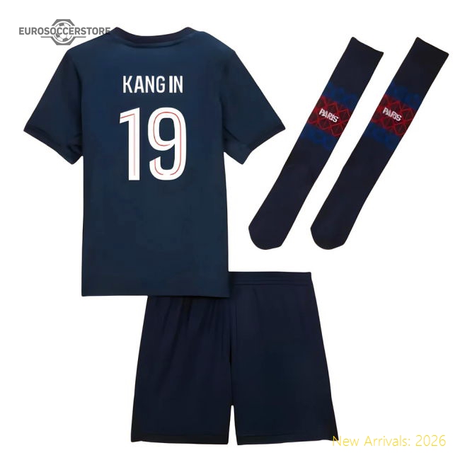 2025-2026 PSG Home Little Kids Mini Kit (Kang In 19)-Football Jersey Hub