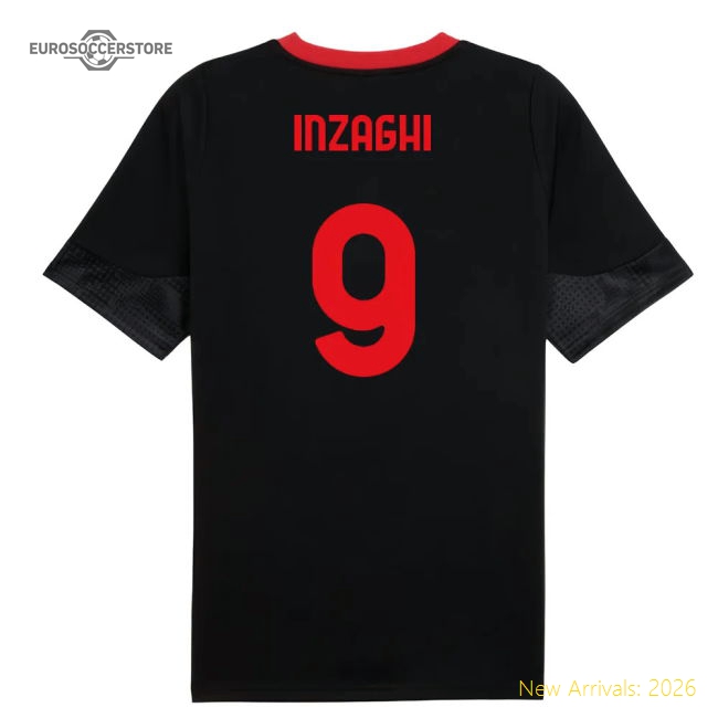2025-2026 AC Milan Training Jersey (Black) (Inzaghi 9)-Football Jersey Hub