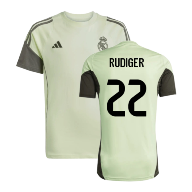 2025-2026 Real Madrid Training Tee (Almost Lime) - Kids (Rudiger 22)-Football Jersey Hub