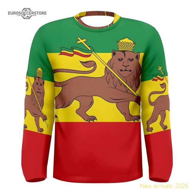 Ethiopia Flag Long Sleeve Sublimated Sports Jersey-Football Jersey Hub