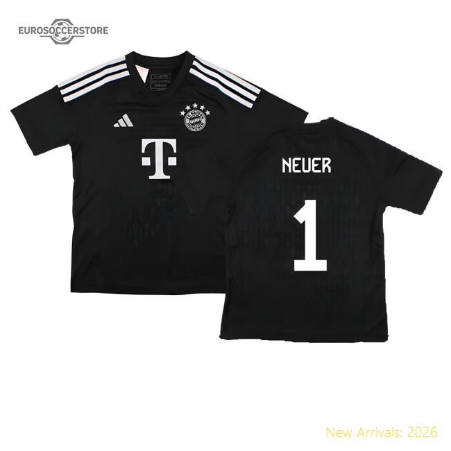 2023-2024 Bayern Munich Goalkeeper Shirt (Black) - Kids (NEUER 1)-Football Jersey Hub