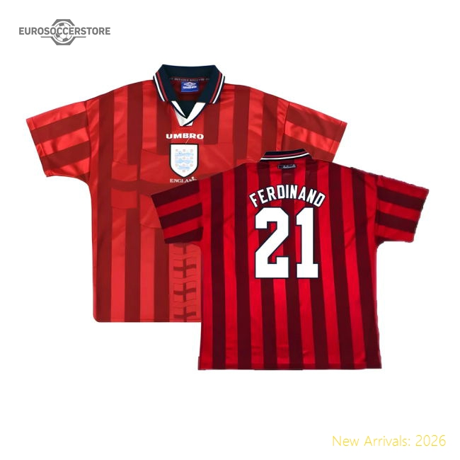 England 1997-99 Away Shirt (Good) (FERDINAND 21)-Football Jersey Hub
