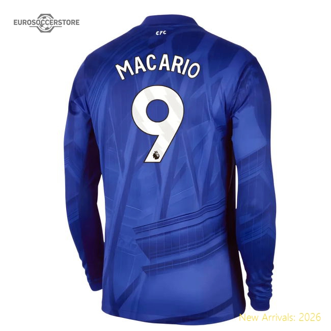 2025-2026 Chelsea Home Long Sleeve Shirt (Macario 9)-Football Jersey Hub