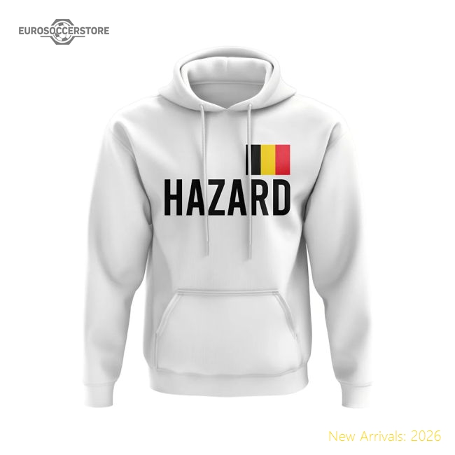 Eden Hazard Belgium Name Hoody (White)-Football Jersey Hub