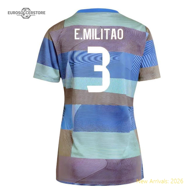2025-2026 Real Madrid Pre-Match Shirt (Bluebird) - Womens (E.Militao 3)-Football Jersey Hub